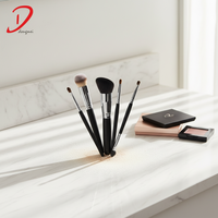 Ensemble de 11 pinceaux de maquillage professionnels RTS en poils naturels et synthétiques avec manche en bois pour estomper les imperfections du visage