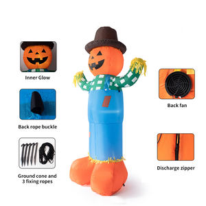 210cm épouvantail lumineux plug-in gonflable fantôme citrouille homme et sangle pantalon Halloween ornement fête pelouse décoration - Product Image 4