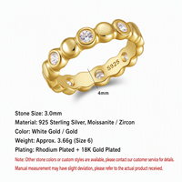 Bague Moissanite Personnalisée en Gros, en Argent Sterling 925, Sertie de Perles, Style Alliance Éternité pour Femme, Bijoux de Mariage et de Fiançailles