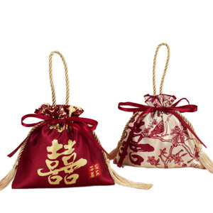 Sacs à bonbons de mariage Magpie 14x14 avec cordon de serrage, style chinois, sacs cadeaux pour faveurs - Product Image 5