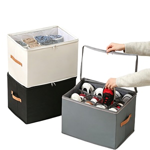 Organisateur de placard multifonctionnel pour vêtements et chaussures avec couvercle et poignée, boîte de rangement anti-poussière pour chaussures - Product Image 1