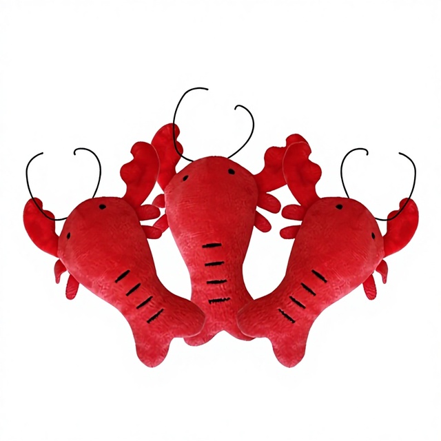 Plush Lobster Squeaky Dog Toy Crayfish Shape Chew Resistant Interactive Soft Cotton Teething Toy for Puppies and Small Dogs