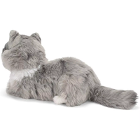 Peluche réaliste brodée en polyester, jouet animal chat couché pour enfants et amis, gris argenté, doux au toucher, compressible, Maine