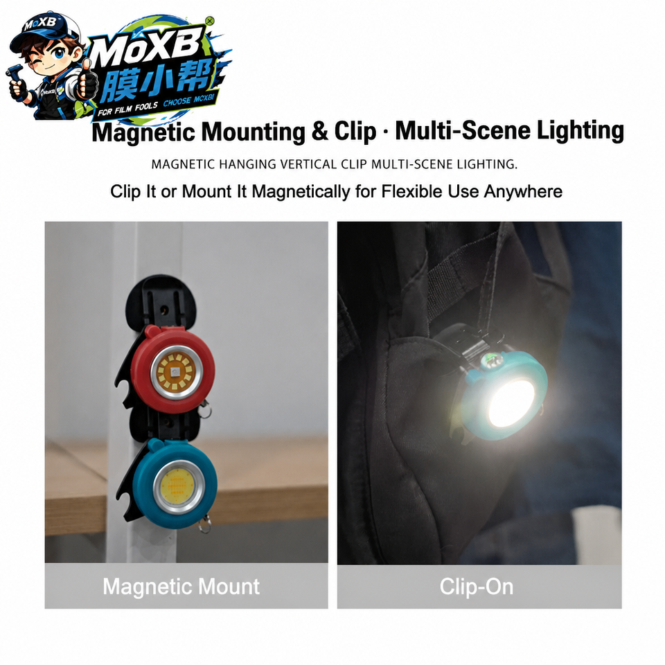 MoxB Mini COB Round Work Light, Dual Color Rotatable Clip-on LED ...