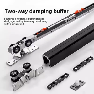 Manufacturer Heavy Duty Linked Sliding Door Hardware Kit 2 Way Hydraulic Buffer Damping Hanging Wheel System Hotel - Product Image 4