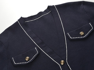 2025 ELEGANT Fall Winter Women's Knitted <strong>Cardigan</strong> Top with Bright <strong>Line</strong> Decoration V-Neck Single Breasted <strong>Long</strong> Sleeves - Product Image 3