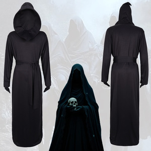 Costume de cosplay Black Reaper, longue robe à capuche en soie de lait, costume d'horreur pour Halloween, jeu de rôle, taille adulte - Product Image 1