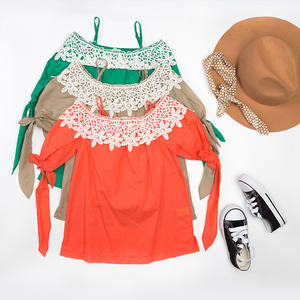 Chemisier pour fille, nouvelle collection printemps 2017, design original, épaules dénudées, manches 3/4 normales - Product Image 2