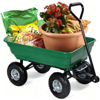 Chariot utilitaire robuste à 4 roues en acier pour extérieur, chariot à outils, chariot de jardin, chariot à mailles, chariot pliable