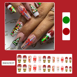 24 Uds. <span class=keywords><strong>Uñas</strong></span> <span class=keywords><strong>postizas</strong></span> <span class=keywords><strong>de</strong></span> lentejuelas brillantes diseño <span class=keywords><strong>de</strong></span> árbol <span class=keywords><strong>de</strong></span> Navidad rayas brillantes estilo francés Press-on X-Mas decoración <span class=keywords><strong>de</strong></span> <span class=keywords><strong>uñas</strong></span> <span class=keywords><strong>para</strong></span> mujeres <span class=keywords><strong>niñas</strong></span> - Product Image 3