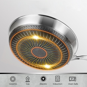 Three Layer Stainless Steel Frying <b>Pan</b> With <b>Ceramic</b> Coating Nonstick Round Cookware 12 Inch For Home Kitchen Use - Product Image 4
