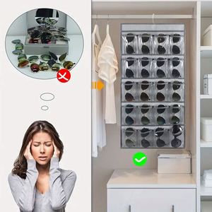Custom Wall Mounted Eyeglasses Holder with 20 Clear Slots Sunglasses Organizer for Wardrobe Living Room Bathroom-Coat <b>Stand</b> - Product Image 5