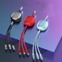 Logotipo personalizado 3-en-1 6A Carga rápida 1,2 m Miniatura Tipo C Cable DE DATOS USB Retráctil 3-en-1 para teléfonos móviles