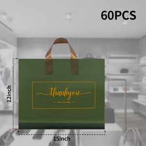 Bolsas de agradecimiento de 15 pulgadas en plástico verde, bolsas de compras con asas para pequeños negocios, boutique, bolsas desechables de BOPP/Opp. - Product Image 2