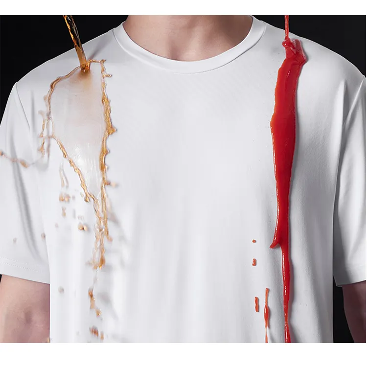 प्रौद्योगिकी नैनो हाइड्रोफोबिक फिटनेस टी शर्ट निविड़ अंधकार और दाग प्रतिरोधी टी शर्ट