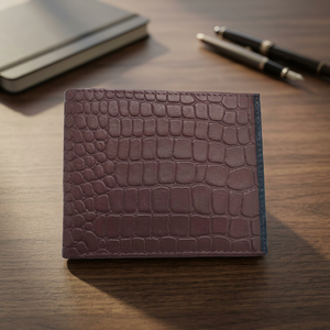 Cartera de Hombre con Grabado de Cocodrilo, Protección RFID, Cierre Plegable, Uso Diario, Color Marrón, Diseño Minimalista - Product Image 4