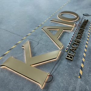 Custom Business Logo Gold Backlit 3D Metal Wall <b>Letters</b> Indoor Outdoor <b>Led</b> Illuminated Sign <b>Led</b> Sign Board for Advertising - Product Image 4