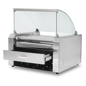 Parrilla Giratoria para Hot Dogs con Calentador <span class=keywords><strong>de</strong></span> Panecillos, Máquina Comercial para Hacer Salchichas y Hot Dogs - Product Image 1