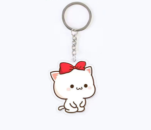 Porte-clés en acrylique <span class=keywords><strong>Mitao</strong></span> Cat, tendance, mignon, couple, chat pêche, ornements pour sac d'école, support de chat, pendentif, breloque, cadeau - Product Image 6