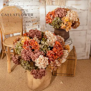 New Style Artificial Hydrangea Dry Burning Process Silk Hydrangea Wedding Decoration Home Decoration