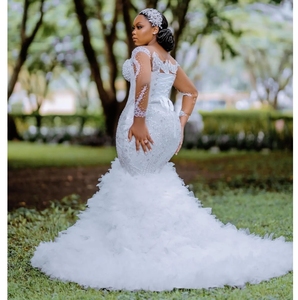 Abiti da Sposa a Sirena Stile Africano del Produttore Cinese per il <span class=keywords><strong>2026</strong></span>, Abito da Sposa a Sirena Taglie Forti - Product Image 4