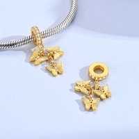 MULA Perles DIY et Breloques Pendentifs Raffinés en Argent Sterling 925 Couleur Or, Motifs Léopard, Papillon, Luciole, Abeille, pour Bracelet Original Femme