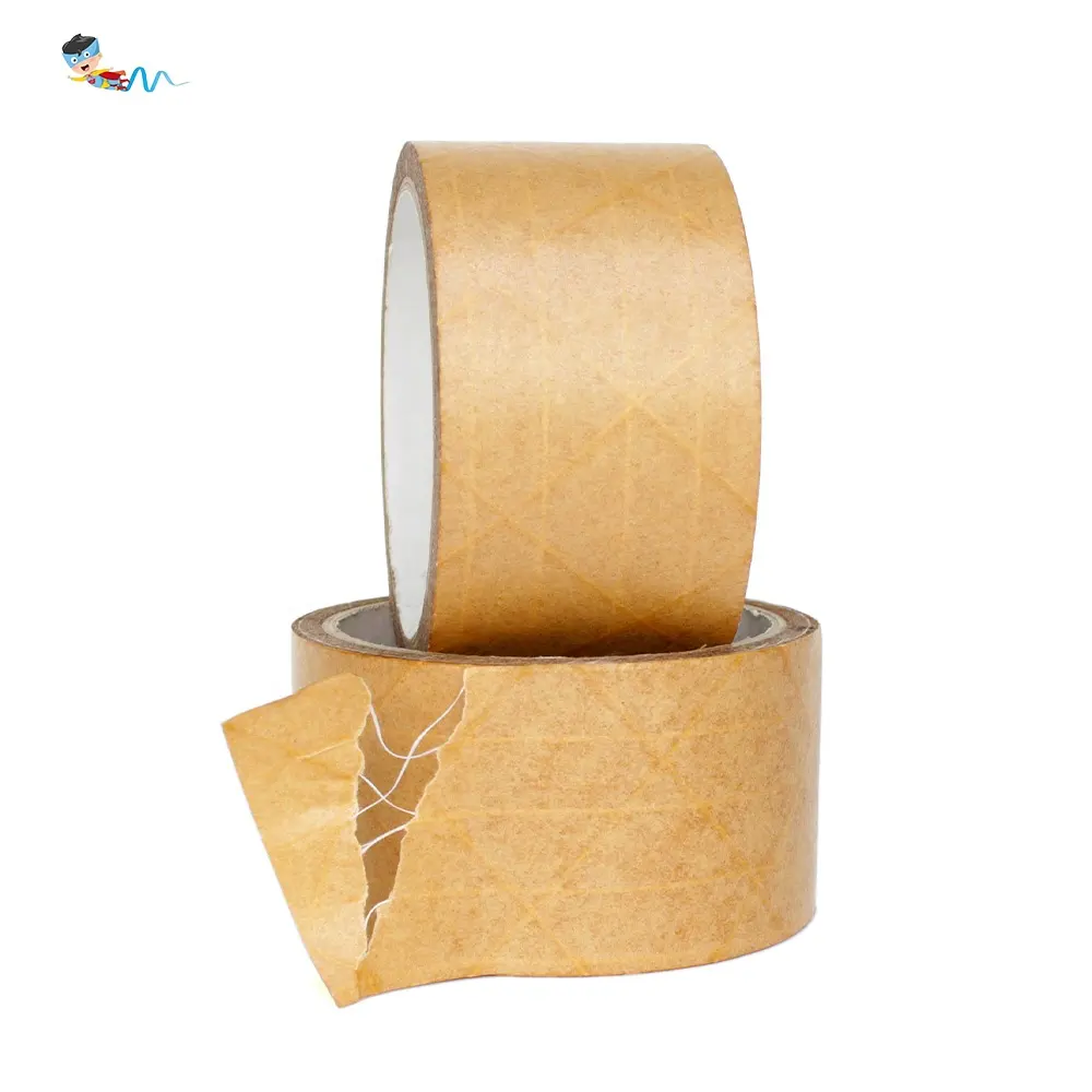 Recyclable Brown Color Fiberglass Reinforced Kraft Paper Gummed Sealing Packing Packaging Self Adhesive Tape