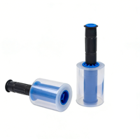 Distributeur de film étirable bleu avec frein réglable, poignée ergonomique de sécurité pour entrepôt, déménagement et bureau