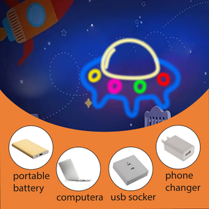 UFO LED Neon Sign Light-USB Powered Multi-color Manual Control for Bedroom & Wedding Party Decor <b>Wall</b>/<b>Table</b> Accent - Product Image 4