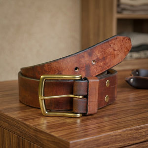 Ceinture en cuir de vachette pour homme, style vintage, avec boucle rectangulaire en acier, imperméable, durable, écologique, robuste, tendance, personnalisable - Product Image 6