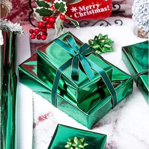 Merture Metallic Dark Green <b>Wrapping</b> <b>Paper</b> Roll 17 In X 16.4 Ft Grid Lines For Gift Packaging - Product Image 4