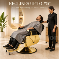 Salon-Möbel Luxuriöser Schwarz-Goldener Friseurstuhl Hydraulisch Verstellbarer Salonstuhl 360° Drehbar Hochbelastbar für Friseursalons