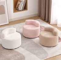 Pouf rond moderne pouf avec dossier en bois macaron couleur laine d'agneau mini chaise empilable pour salon pour villas