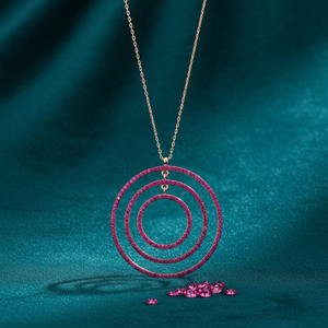 Diseño de círculo hueco abierto Ruby Zircon piedra forma encanto colgante turco hecho a mano 925 joyería de plata esterlina - Product Image 3