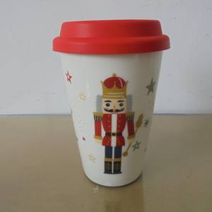 Mug à café en céramique à paroi simple avec logo personnalisé, <span class=keywords><strong>pour</strong></span> <span class=keywords><strong>emporter</strong></span>, avec couvercle en silicone - Product Image 5