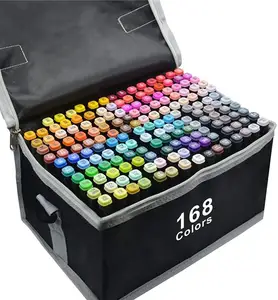 Smooth Art Max 168 Couleurs Ensemble de stylos marqueurs à double extrémité à base d'encre à alcool permanent pour croquis et dessin de livre à colorier