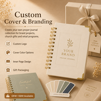 Jurnal Doa Kustom Sampul Keras Spiral Notebook Sampul Krim Jilid Kawat Emas Bingkai Embos Hadiah Merek OEM Pabrik