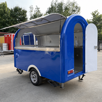 Remorque à café ronde en fibre de verre remorquable, chariot alimentaire mobile de style camping-car vintage pour la vente de bonbons et de chips