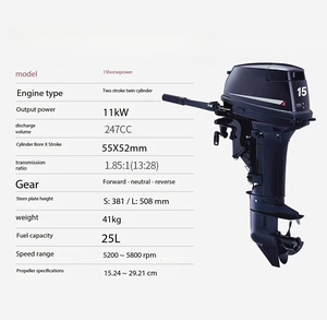 Vente d'usine - Moteur hors-bord à essence 2 temps 15 CV - Moteur de bateau hors-bord compatible avec Tohatsu - Product Image 2