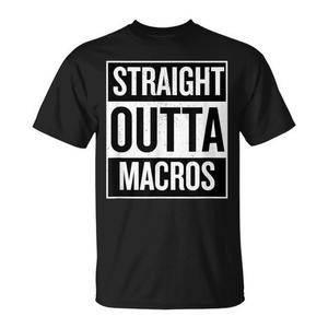 T-shirt Straight Outta Macros Fitness nera unisex per adulti taglia SMLXLXXL - Product Image 1