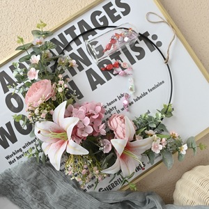 Jingfeng - Guirnalda de Flores Artificiales para Colgar en la Pared, Lirios y Rosas, Anillo Individual, Decoración para Bodas CF01089 - Product Image 1
