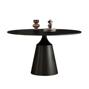 Bàn ăn tròn màu đen hiện đại Ý với trung tâm xoay giá rẻ tối giản bàn ăn Trung Quốc đặt cho <span class=keywords><strong>8</strong></span> người - Product Image 1