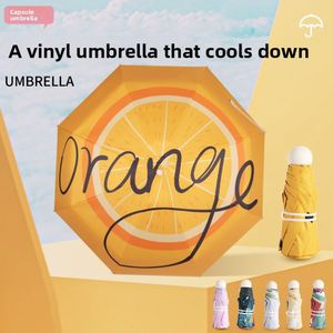 Parapluie mini capsule portable anti-UV en vinyle orange, motif dessin animé adulte, en acier, 50 % de réduction, idéal pour les cadeaux d'affaires - Product Image 4