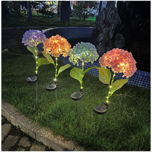 โคมไฟดอกไฮเดรนเยียพลังงานแสงอาทิตย์ ไฟ LED สำหรับตกแต่งสวนกลางแจ้ง กันน้ำ - Product Image 4