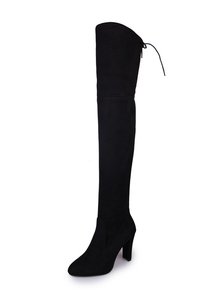 Autunno inverno <span class=keywords><strong>stivali</strong></span> sopra il ginocchio da donna di grandi dimensioni con <span class=keywords><strong>tacco</strong></span> <span class=keywords><strong>alto</strong></span> a punta tonda smerigliato con cerniera laterale stile europeo americano - Product Image 5