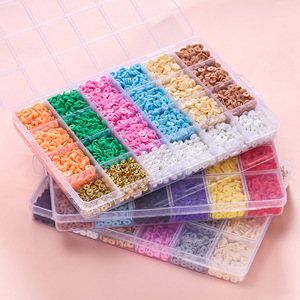 Diy Beaded <b>Polymer</b> Clay Slab Set 24 Slot With Mixed Pearls And Clay Beads For Jewelry Making Craft Supplies - Product Image 2