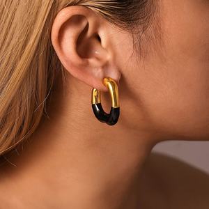 Grande roue européenne américaine transfrontalière géométrique en forme <span class=keywords><strong>de</strong></span> C demi-goutte à goutte huile polyvalent 18K or boucles d'oreilles boucles d'oreilles mode - Product Image 2