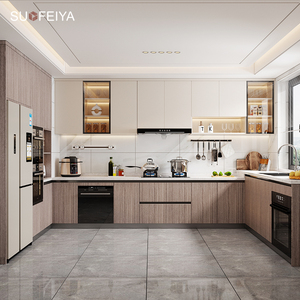 Sofeyia tùy chỉnh Nhà Bếp Đựng thức ăn tủ đặc biệt ván ép bảng sơn mài bảng điều khiển cửa MDF carcase cửa kính vòi cho căn hộ - Product Image 1