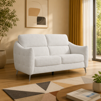 Ensemble de canapé sectionnel 2 places, revêtement en tissu doux, design minimaliste, assise profonde, pour appartement, salon, hôtel, villa, bois blanc