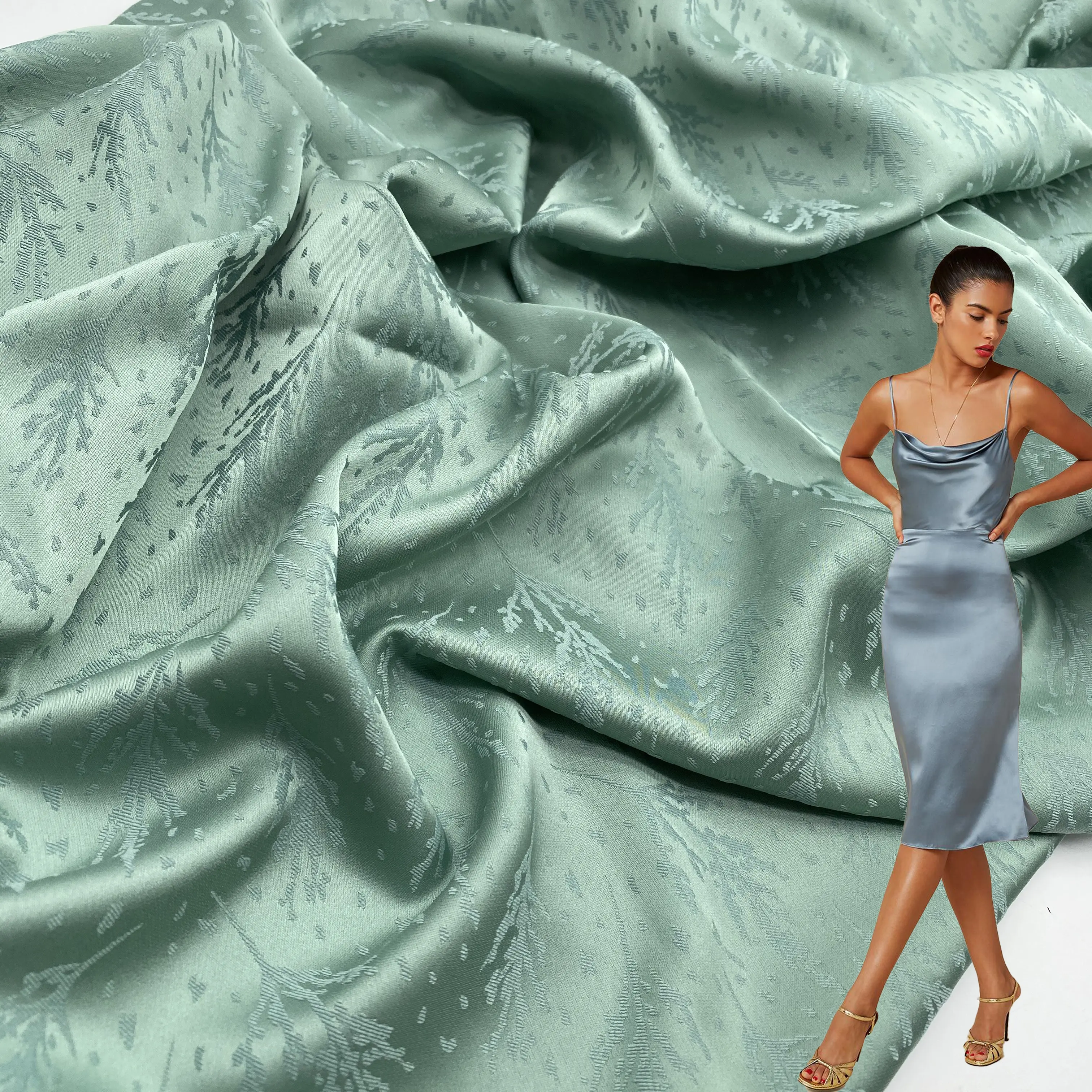 Materiale vestito Nuovo modello di fiore di disegno del commercio all'ingrosso del raso tessuto di raso jacquard tessuti per abbigliamento indumento pigiami degli indumenti da notte